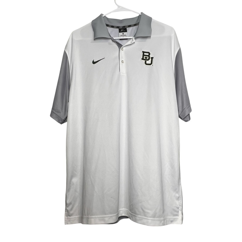 Nike Baylor Bears Shirt Mens Size XL White Gray Dri-Fit Golf Polo 31184X
